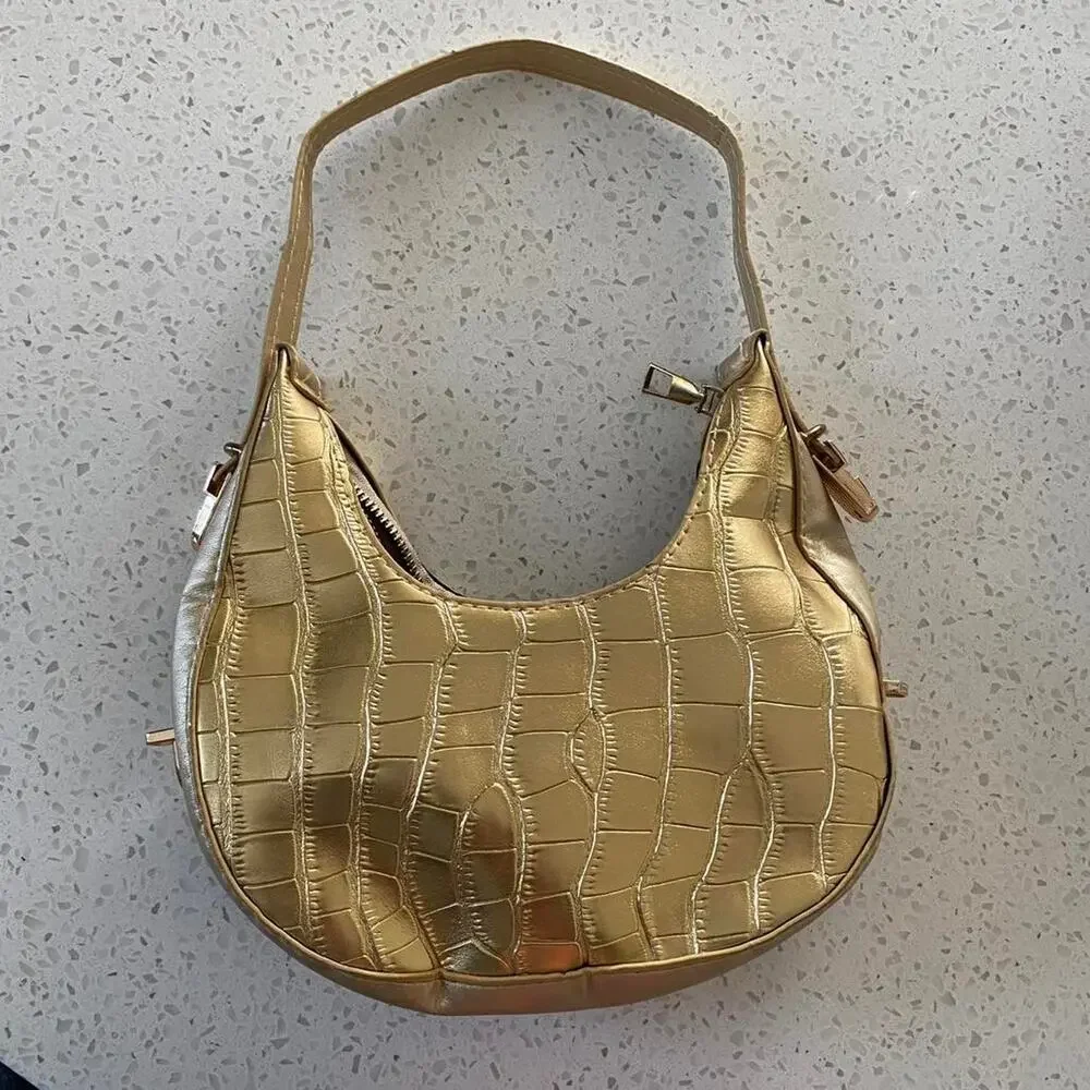 Gold mcbling crocodile embossed faux